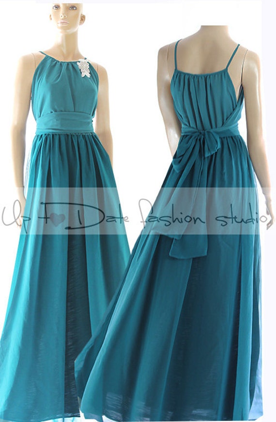 Maxi eucalyptus  green chiffon bridesmaid  evening party 