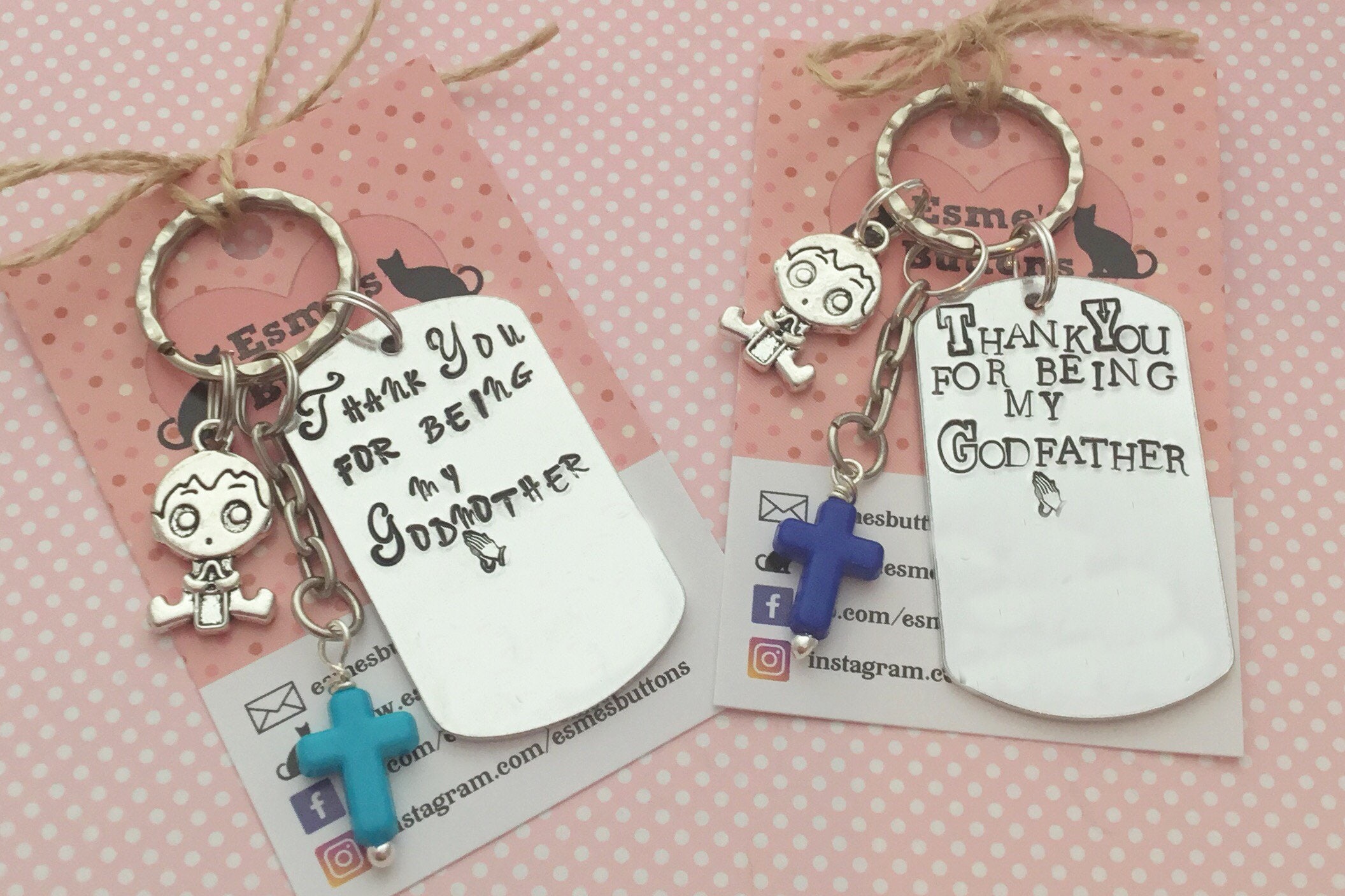 Godparents gift Christening keyring Godparent gift