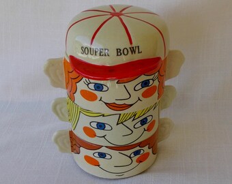 Stacking Soup Bowls, Vintage 1950's Souper Family