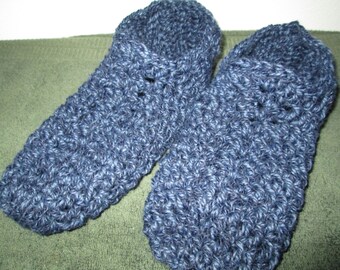 Adult Blue Slippers Crocheted by SuzannesStitches, Mens Blue Slippers, Crocheted Slippers, Handmade Slippers, House Slippers, Womens Slipper