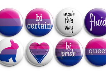 Bisexual Pride buttons, bisexual magnets, Pride Day buttons, LGBT pins, gifts for bisexuals, pansexual buttons, queer buttons 8