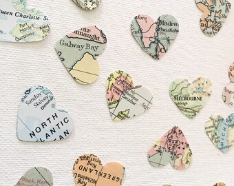 World Map Confetti Very Vintage / Wedding Table Confetti / Party Confetti / 200 pieces /