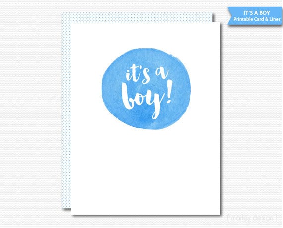 Printable Card It's A Boy Greeting Card Congratulations