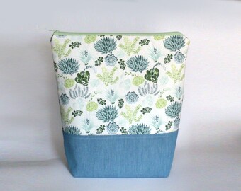 Medium Knitting Project Bag, Plants Project Bag, Crafter Project Bag, Sock Knitting Bag, Succulents Project Bag