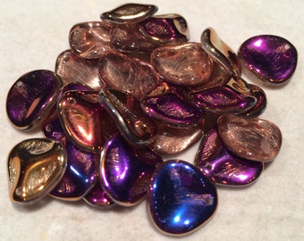 Rose Petal Beads - 14mm x 13mm - Crystal Sliperit - Czech Glass - 25 Beads - 00030-29500