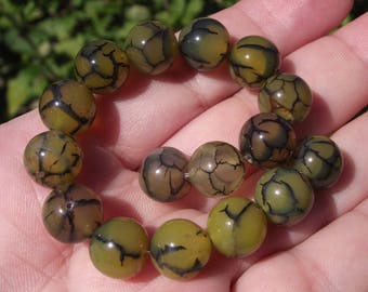 4 BEADS DRAGON VEINS AGATE 10MM.