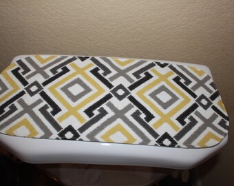 Toilet tank cover, toilet tank topper, tank runner, bathroom decor, small table runner reversible.