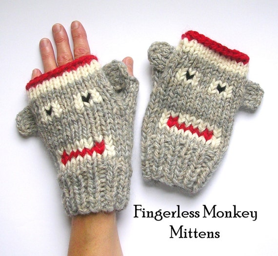 Fingerless Monkey Mitten Knitting Pattern Sock Monkeys