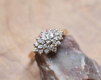 Vintage GOLD and DIAMOND CLUSTER engagement ring