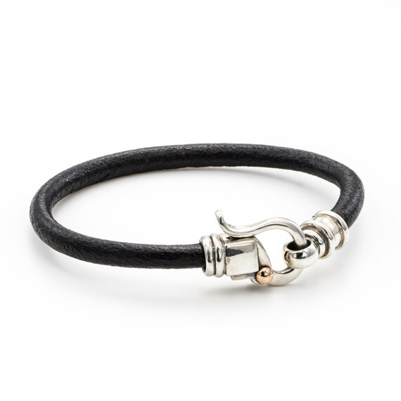 LEATHER BRACELET /leather cord bracelet / Black leather bracelet/ birthday Gifts / leather bracelet silver clasps/ handmade jewelry