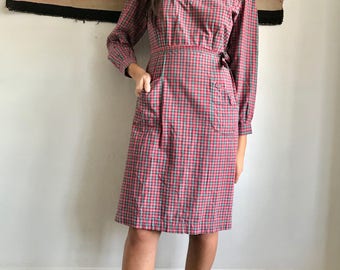 1930s Cotton Gingham Work Dress