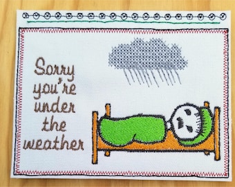Embroidery Greeting Cards by DiElobi – Get Well Card #2