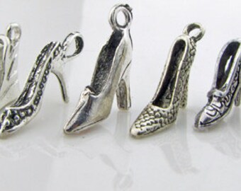Shoe charm assortment, antique Tibetan silver, lead free, 8 pieces