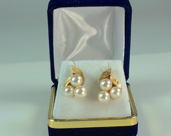 Vintage 14K Gold and Akoya Pearl Earrings, Akoya Salt Water Pearl Earrings, Real Salt Water Pearls, Pearl Earrings, Wedding Earrings, Bridal