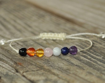 7 Chakra Bracelet, Energy Bracelet. Yoga Bracelet, Meditation Bracelet, Crystal Therapy, Gemstone Therapy, Stack Bracelet