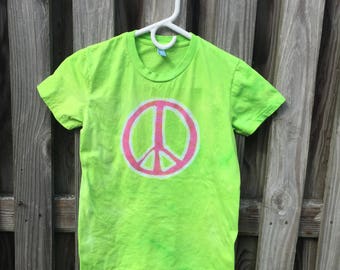 Peace Sign Shirt, Womens Peace Sign Shirt, Ladies Peace Sign Shirt, Green Peace Sign Shirt, Pink Peace Sign, American Made Ladies Shirt (M)
