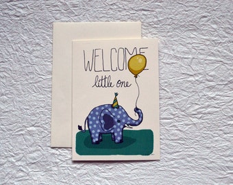Balloon Elephant Baby Card