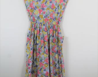 80's floral cotton dress // medium