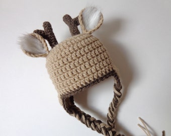 Newborn Crochet Deer Hat Photo Prop Baby Boy baby Girl