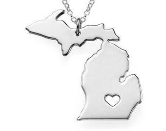 State of Michigan Pendant Necklace