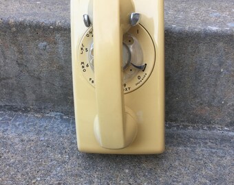 Vintage Western Electric Wall Hanging Rotary Telephone – 554 BMP – Beige Rotary Wall Phone -- Do Not Work