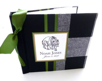 Baby Book / Baby boy / Gingham baby book / Baby Shower Gift - 8x8 size