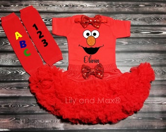Elmo birthday girl outfit, Elmo birthday Outfit, elmo girls outfit, Elmo birthday tutu set, Elmo girls costume, Elmo theme smash cake outfit