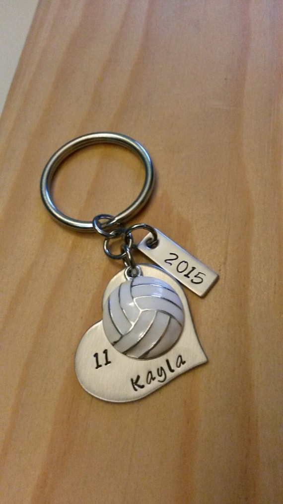 Hand Stamped Volleyball Team Keychains Girls Volleyball