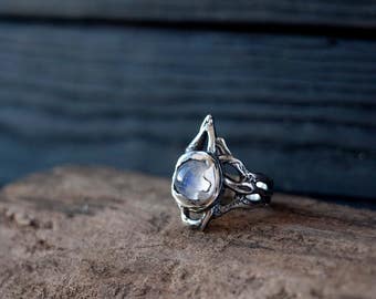 Moonstone ring - Witch ring - Gothic ring - Steampunk ring - Geometric ring