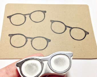 Glasses stamp, glasses handmade stamp, handmade rubber stamp, craft, diy, birthday, present, rubber stamp, goggles stamp, vintage glasses