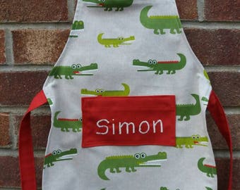 Crocodile print Apron, toddler to adult sized. Can be personalised.