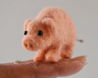 This little piggy, needle felted animal art sculpture