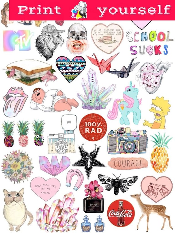 set 13 mockup printable tumblr stickers stickers set of