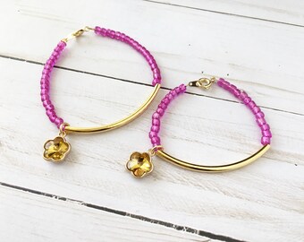 Mother and daughter matching bracelets - mom and me bracelets - mommy and me jewelry - matching charm bead bracelets