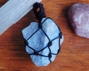 Blue Lace Agate Knot Tied Necklace
