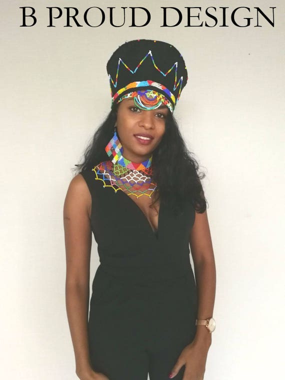 Goddes Zulu beaded hat + beaded headband