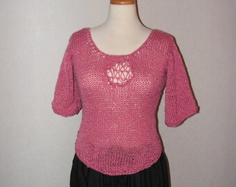 Hand knitted pullover, pink, knitted,