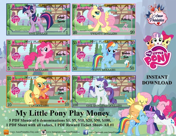 Download My Little Pony Play Money Bonus Coloring Zine Party