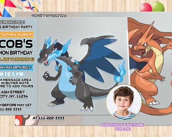 Pokemon Birthday Invitations Instant Download Custom Made Pokemon Invitation Charizard Pokémon Invite Pokemon Charizard Pokémon Printable