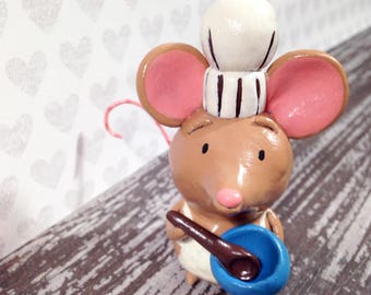 Baker Mouse Figurine - One of a Kind Art Sculpture