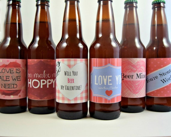 Beer bottle labels valentines day