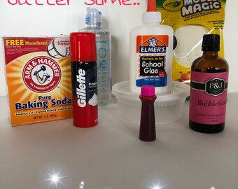 Butter slime! Free squishy Scented slime kit.This diy slime kit has bubble gum scent . I also have fluffy slime and clear slime