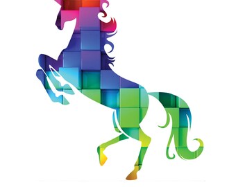 Unicorn - Rainbow Blocks Decal