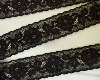 Cluny lace trim ribbon. Quality black Cluny lace. Sewing accessories, wedding supplies, haberdashery, sewing supplies 2 inches wide