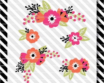 Floral svg clip art - Flowers svg cut file - Floral sprigs for cutting - Mother's Day Flowers - Flower svg - Flower dxf - Floral svg dxf