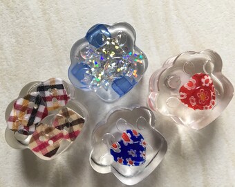 Clear resin paw print fridge magnets