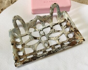 French Vintage White Enamel Soap Dish and Rose de Provence Soap