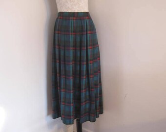 Vintage Skirt Plaid and Pleated Skirt Modest Skirt by Allan Edwards size 12