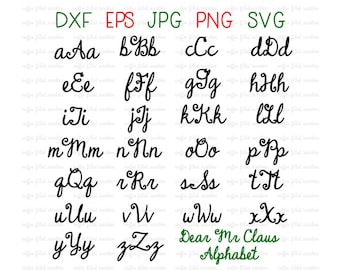 DEAR MR CLAUS, Vector Alphabet, Digital Vector Cut File, svg Alphabet, Santa Claus Svg font, Instant Download dxf eps jpg png svg formats