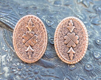 Antique Victorian 14K Rosy Yellow Gold Oval Conversion Earrings